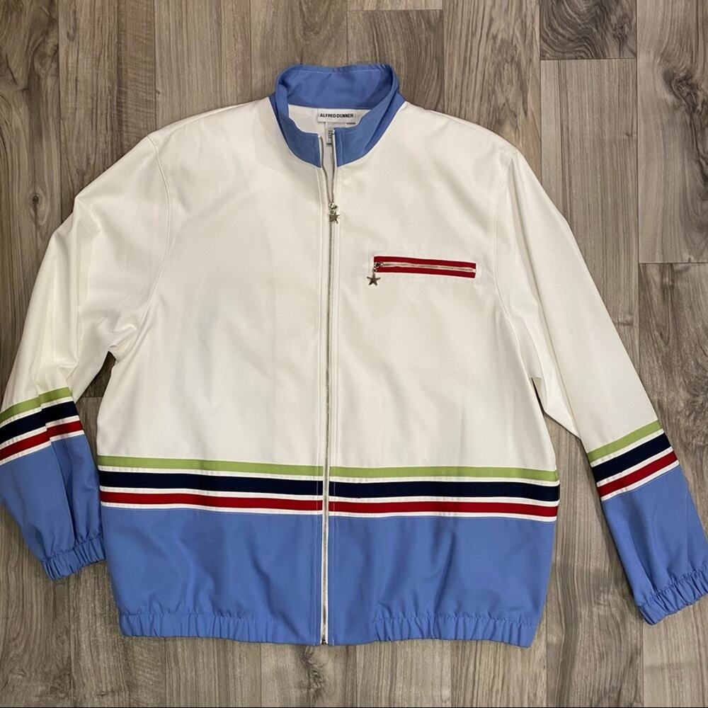 Vtg Alfred Dunner Nautical Colorblock Windbreaker 16W - Star Zipper Pulls - Mint